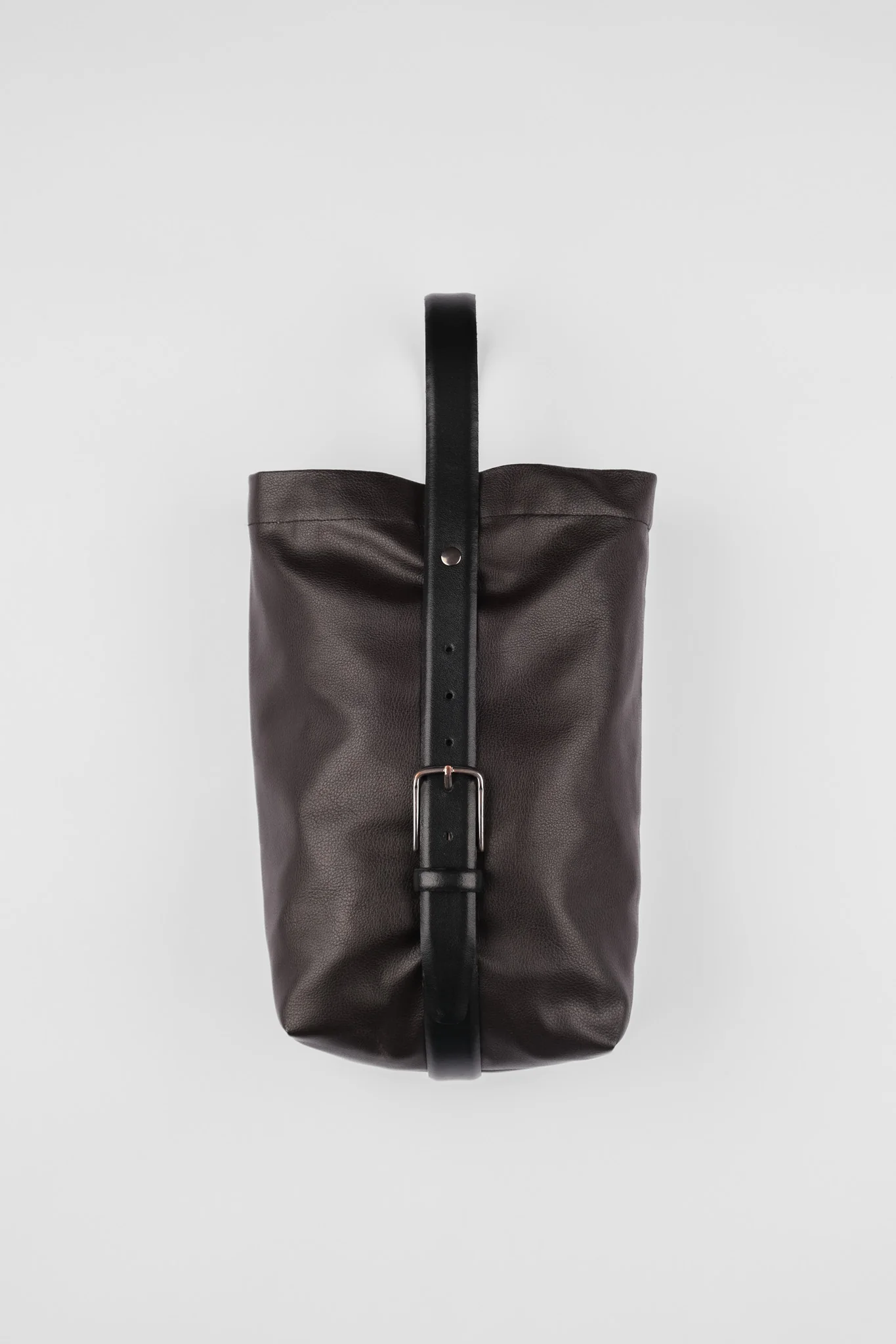 BELT HANDLE BAG - DARK BROWN