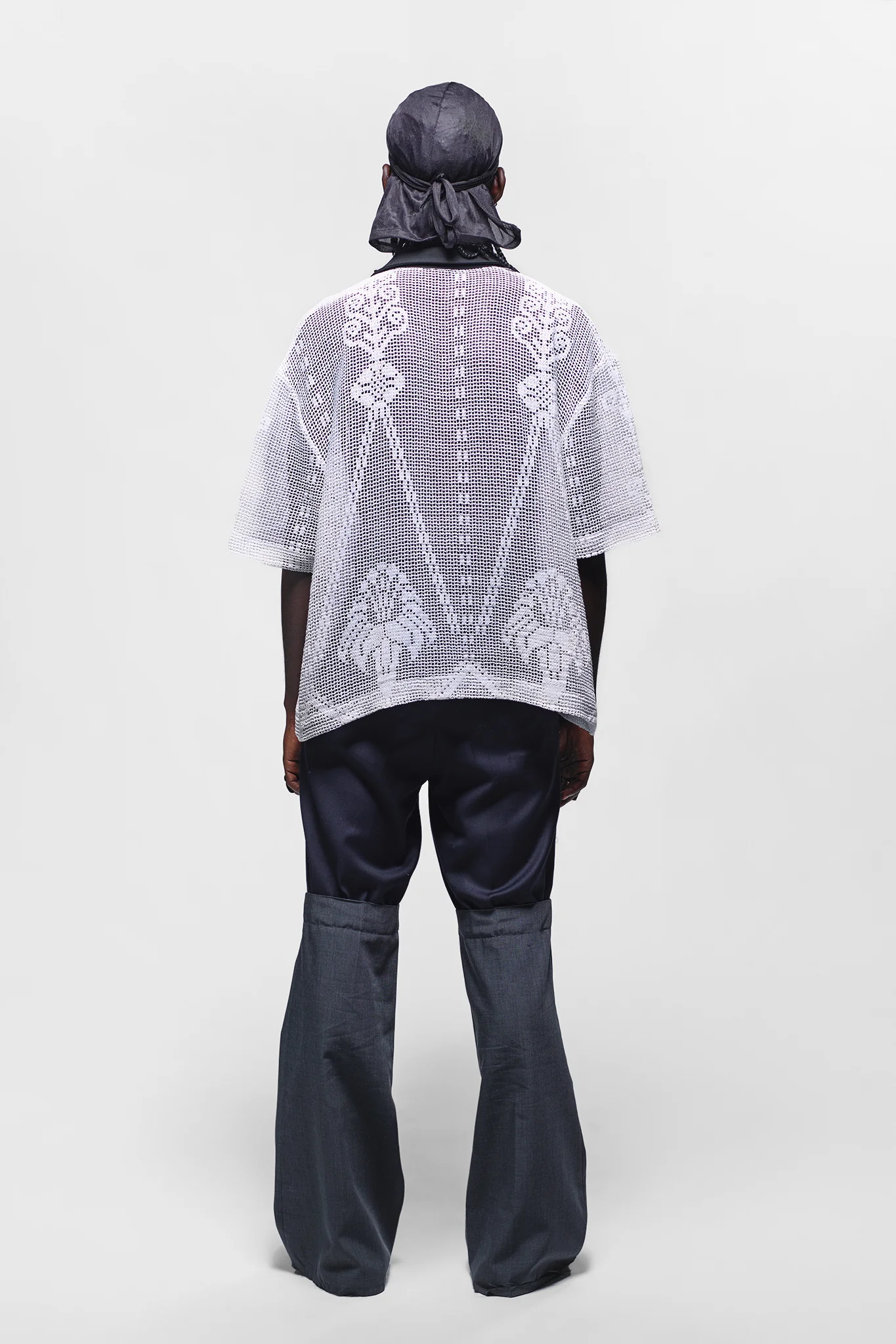 BLOCK FLARE TROUSERS - GREY BLACK - Image 4