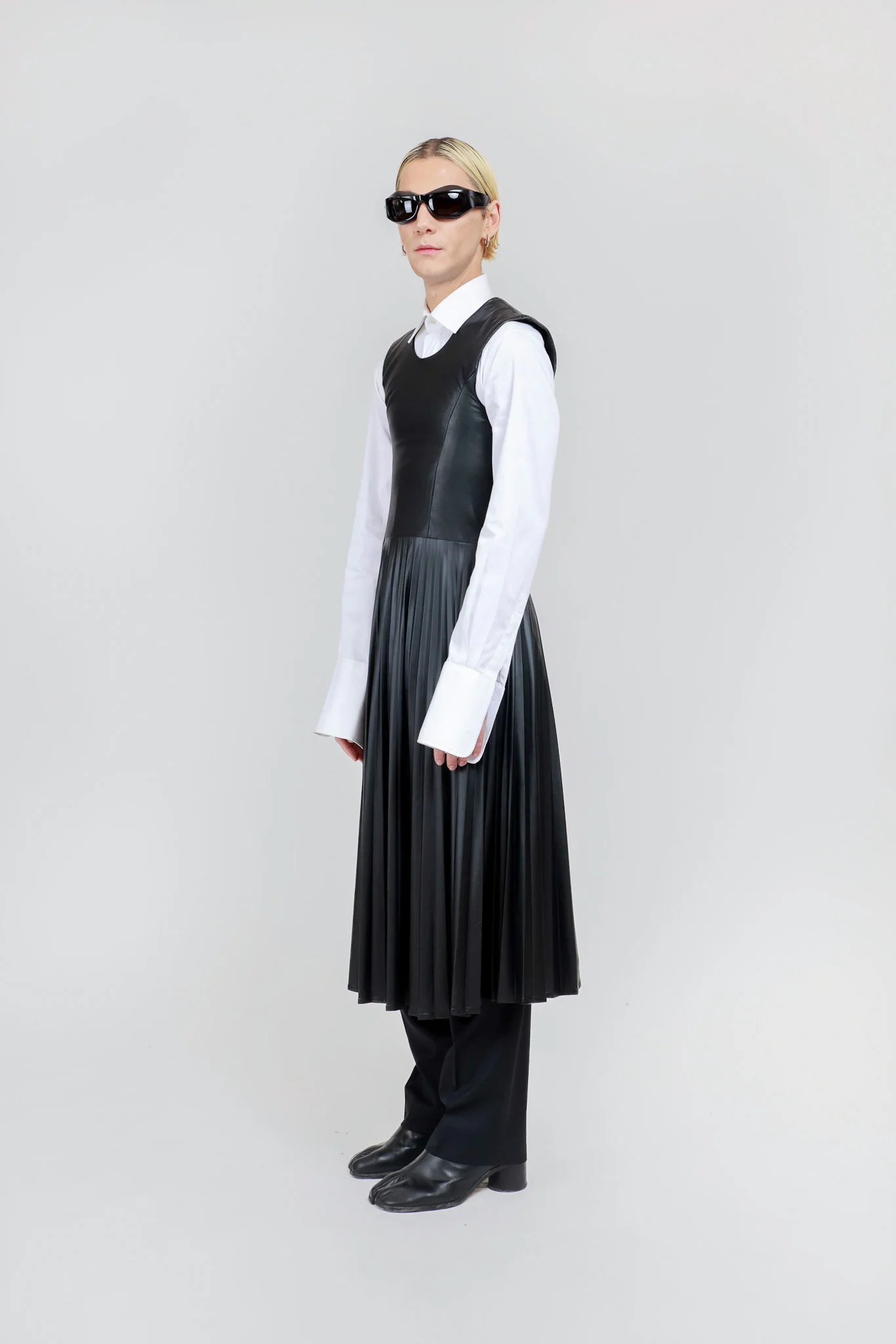 HALF LEATHER MIDI DRESS - Image 3
