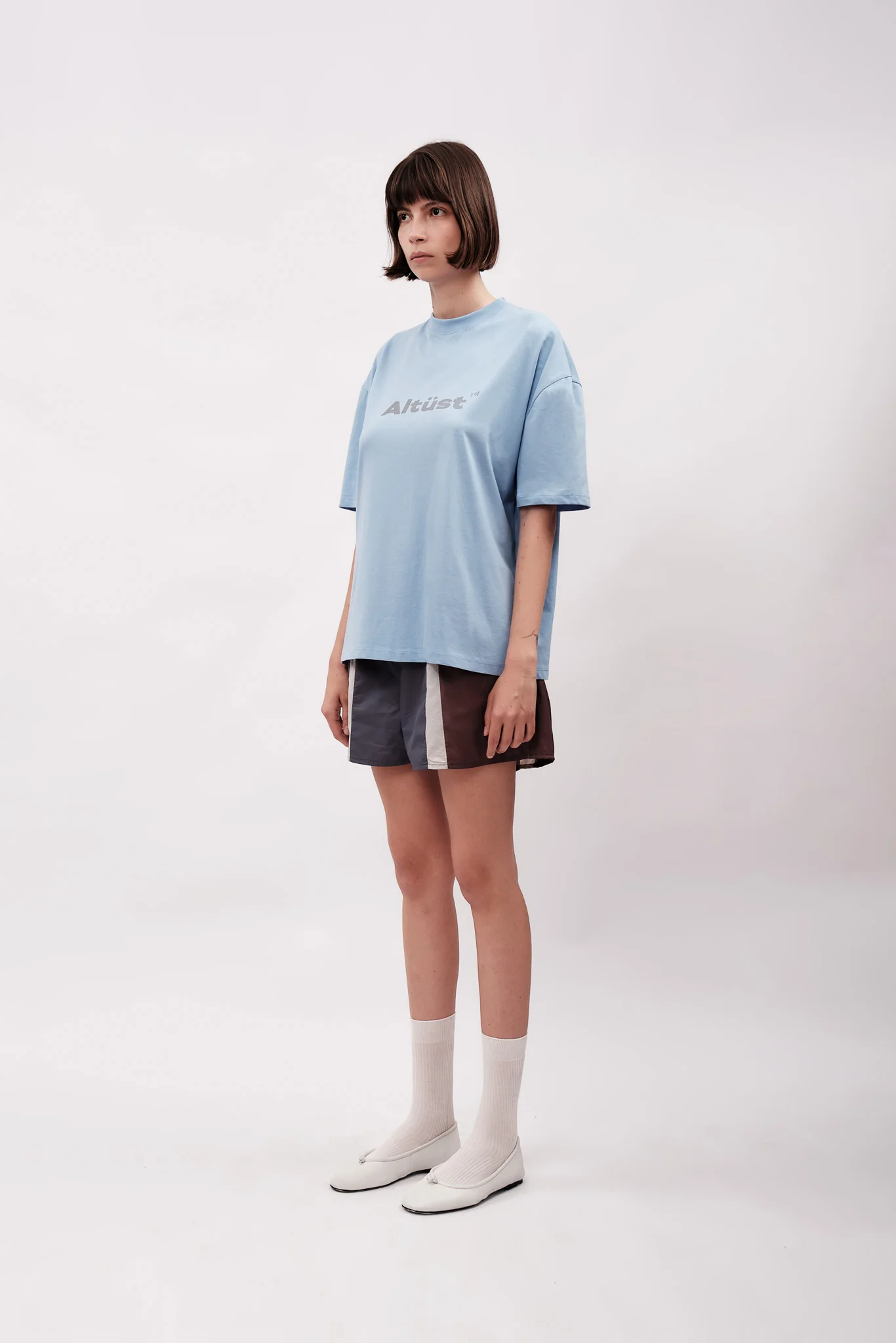 LOGO PRINTED OVERSIZE T-SHIRT - BABY BLUE - Image 6