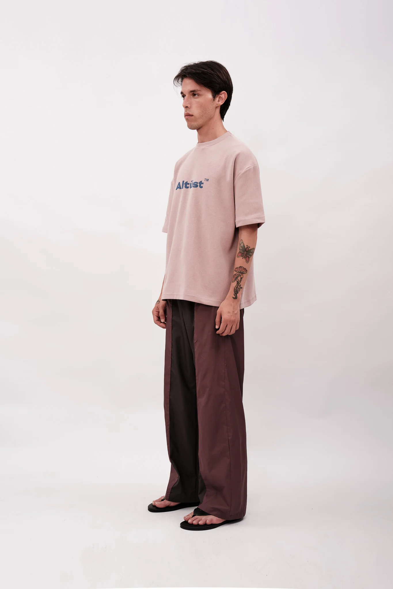 LOGO PRINTED OVERSIZE T-SHIRT - DUSTY ROSE - Image 3