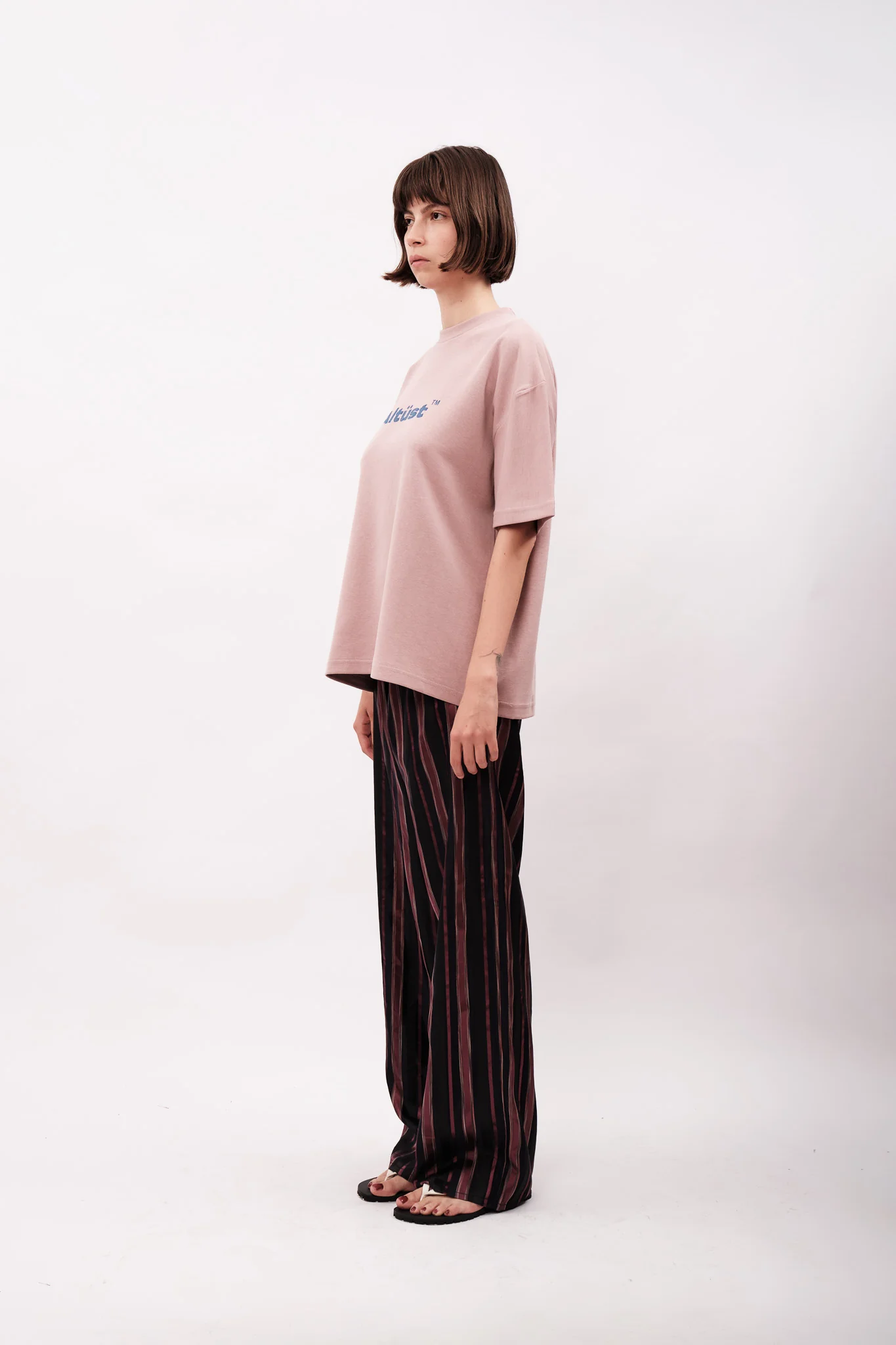 LOGO PRINTED OVERSIZE T-SHIRT - DUSTY ROSE - Image 4