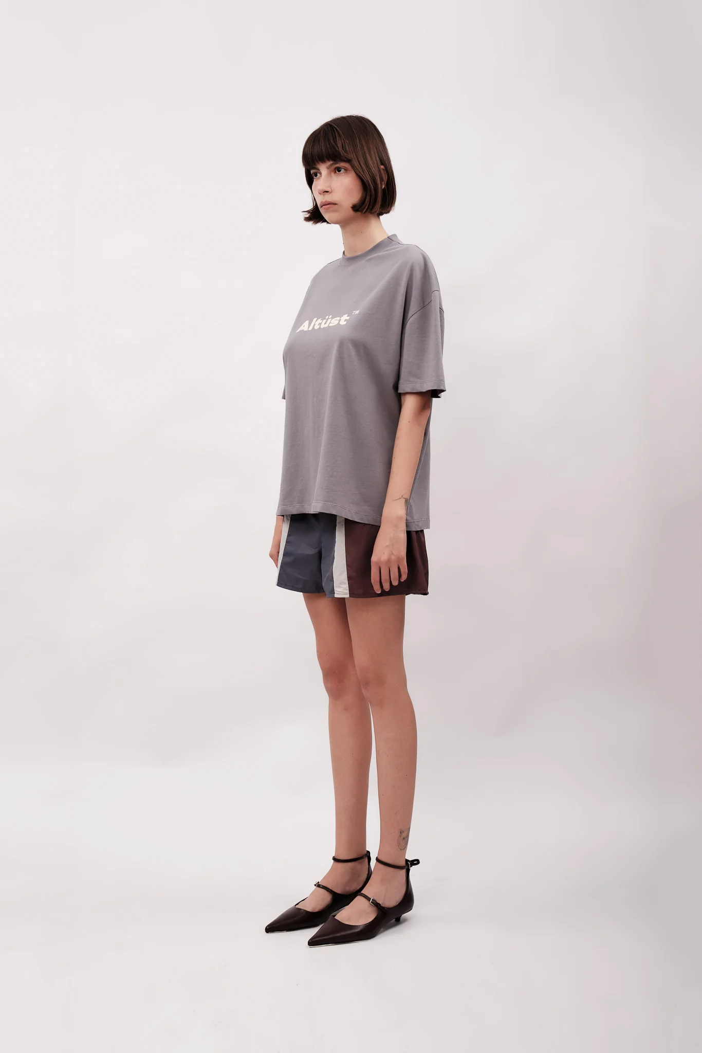 LOGO PRINTED OVERSIZE T-SHIRT - GREY - Image 4