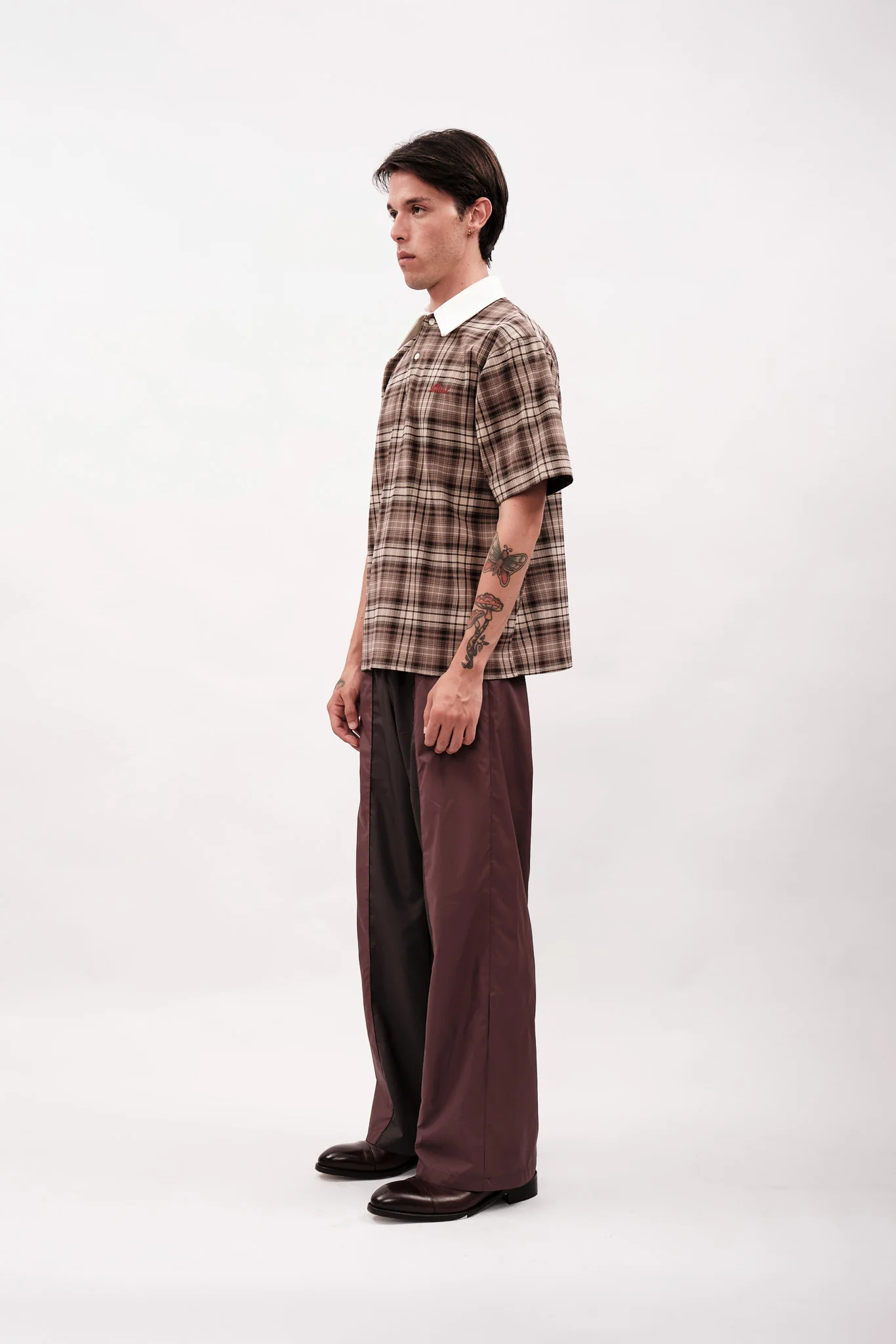 PLAID POLO T-SHIRT - BROWN - Image 3