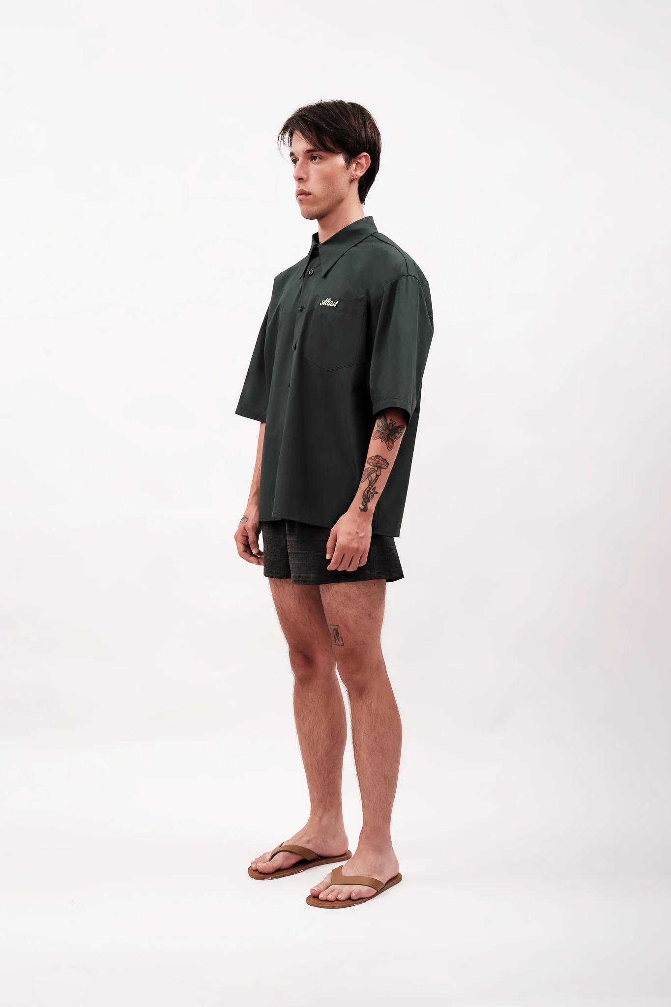 POPLIN SHIRT -  GREEN - Image 3