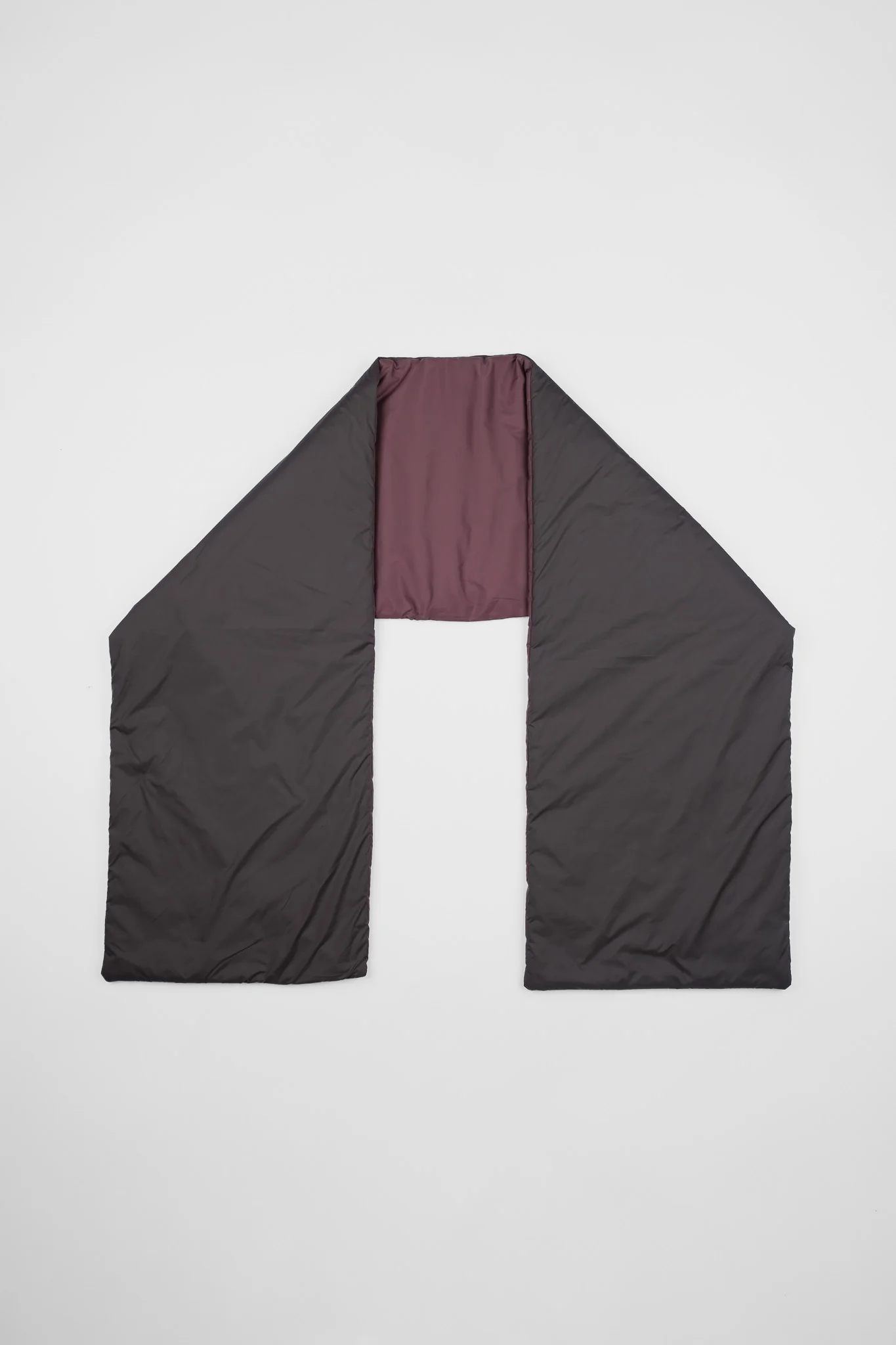 PUFFER SCARF - BURGUNDY GREY - Image 3