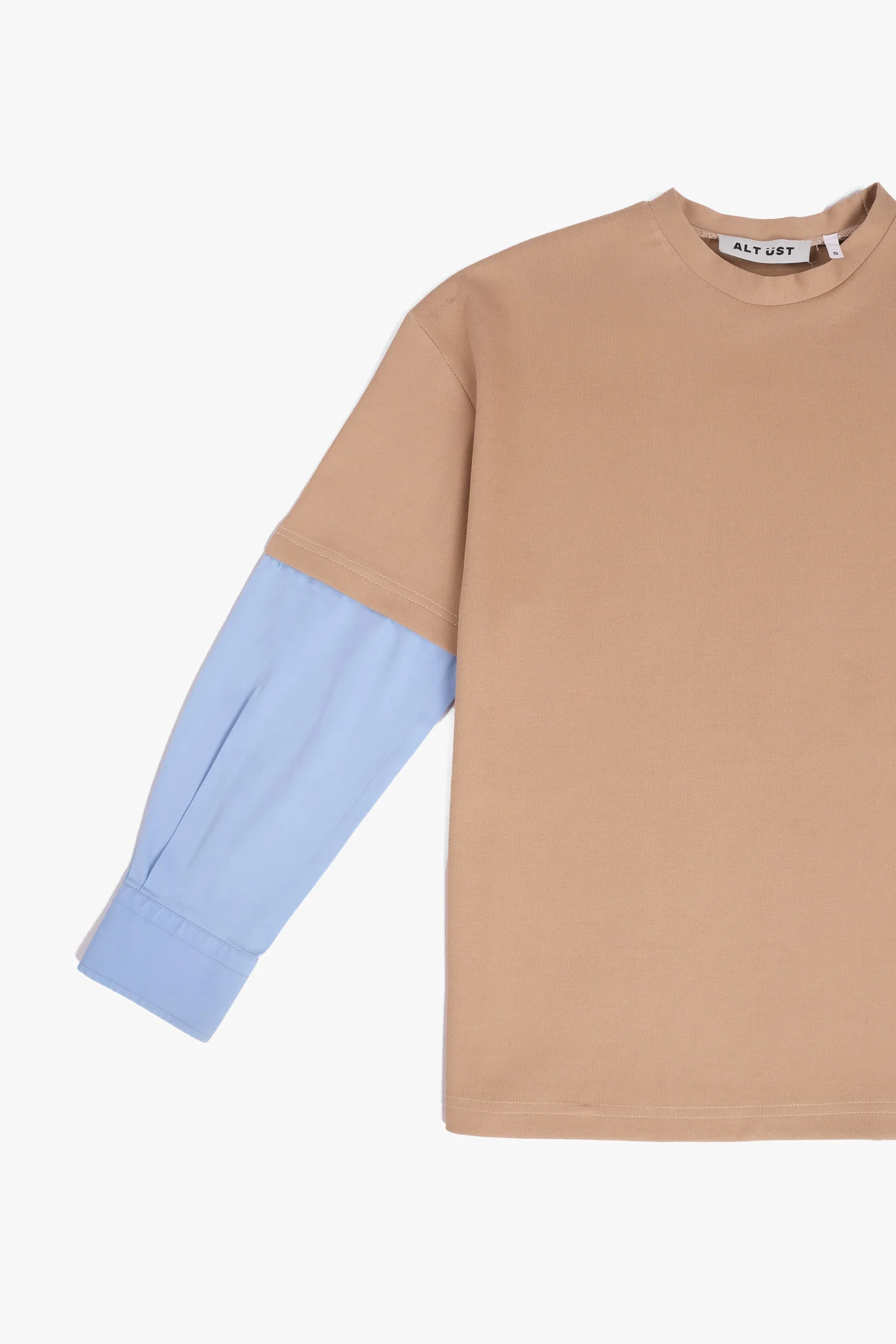 SHIRT SLEEVED T-SHIRT – ONE OF ONE IN "CAMEL - BLUE" - S - Image 3