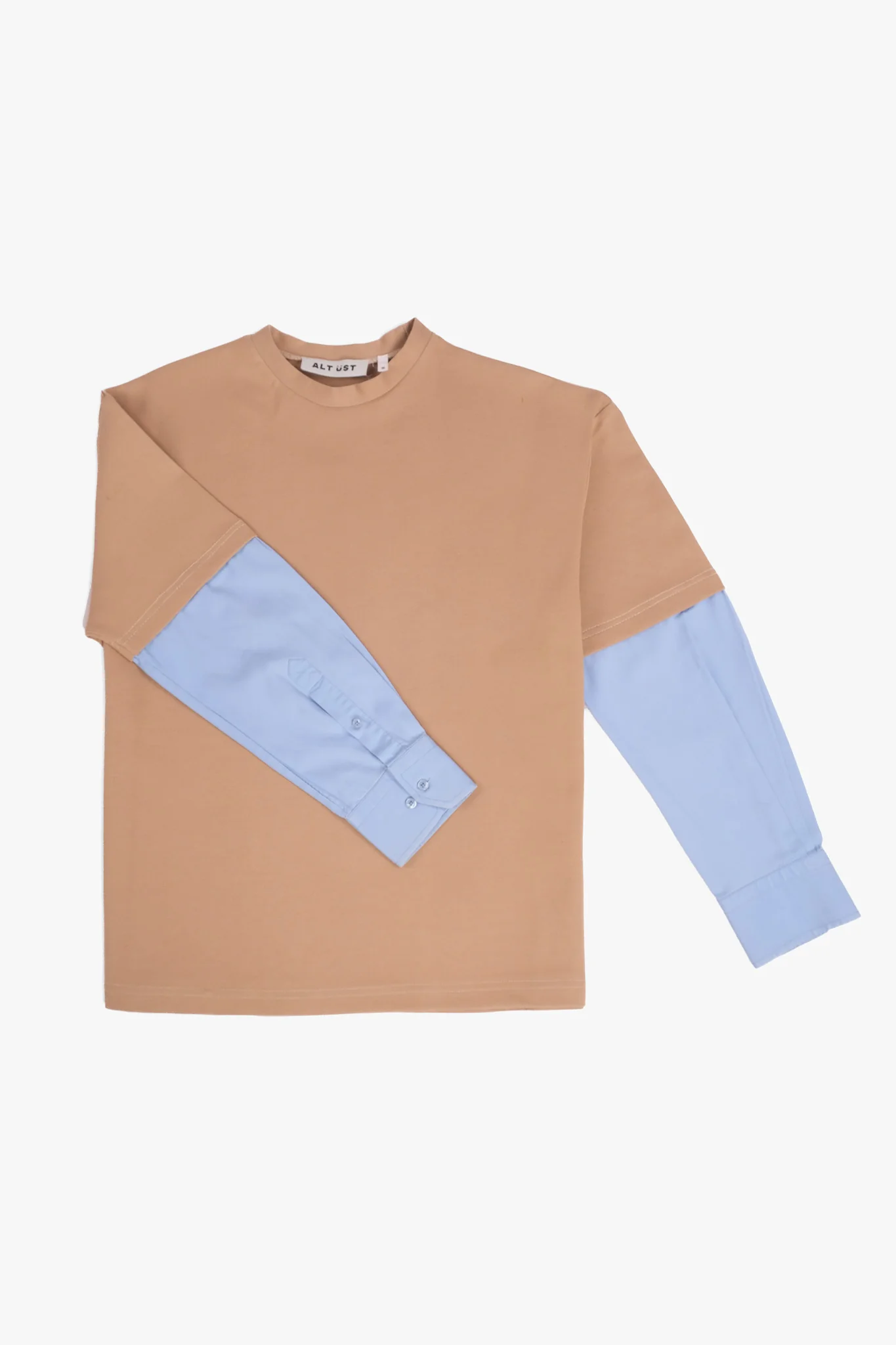 SHIRT SLEEVED T-SHIRT – ONE OF ONE IN "CAMEL - BLUE" - S - Image 4
