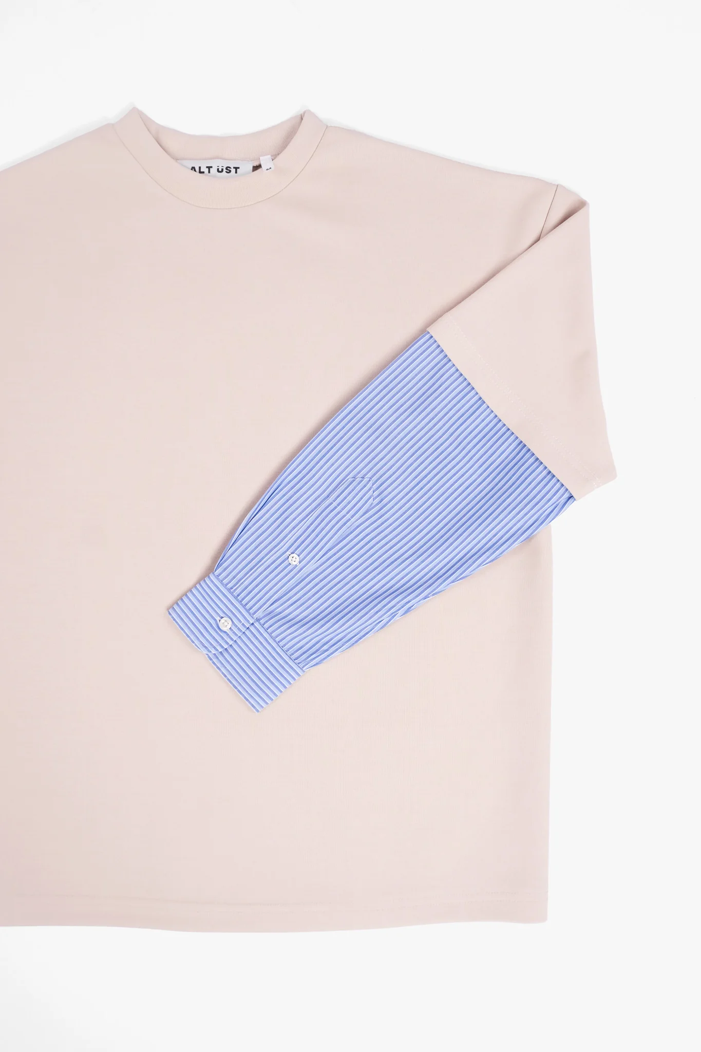 SHIRT SLEEVED T-SHIRT – ONE OF ONE IN "CREAM-BLUE" - M - Image 4