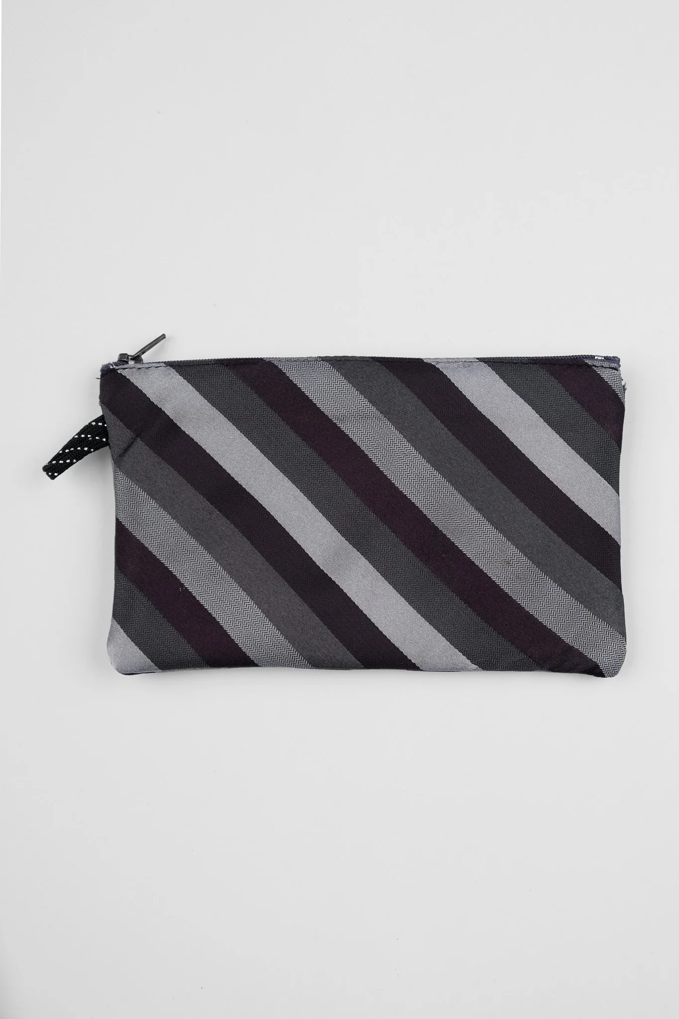 TIE COIN PURSE - BLACK & GREY STRIPES - Image 3